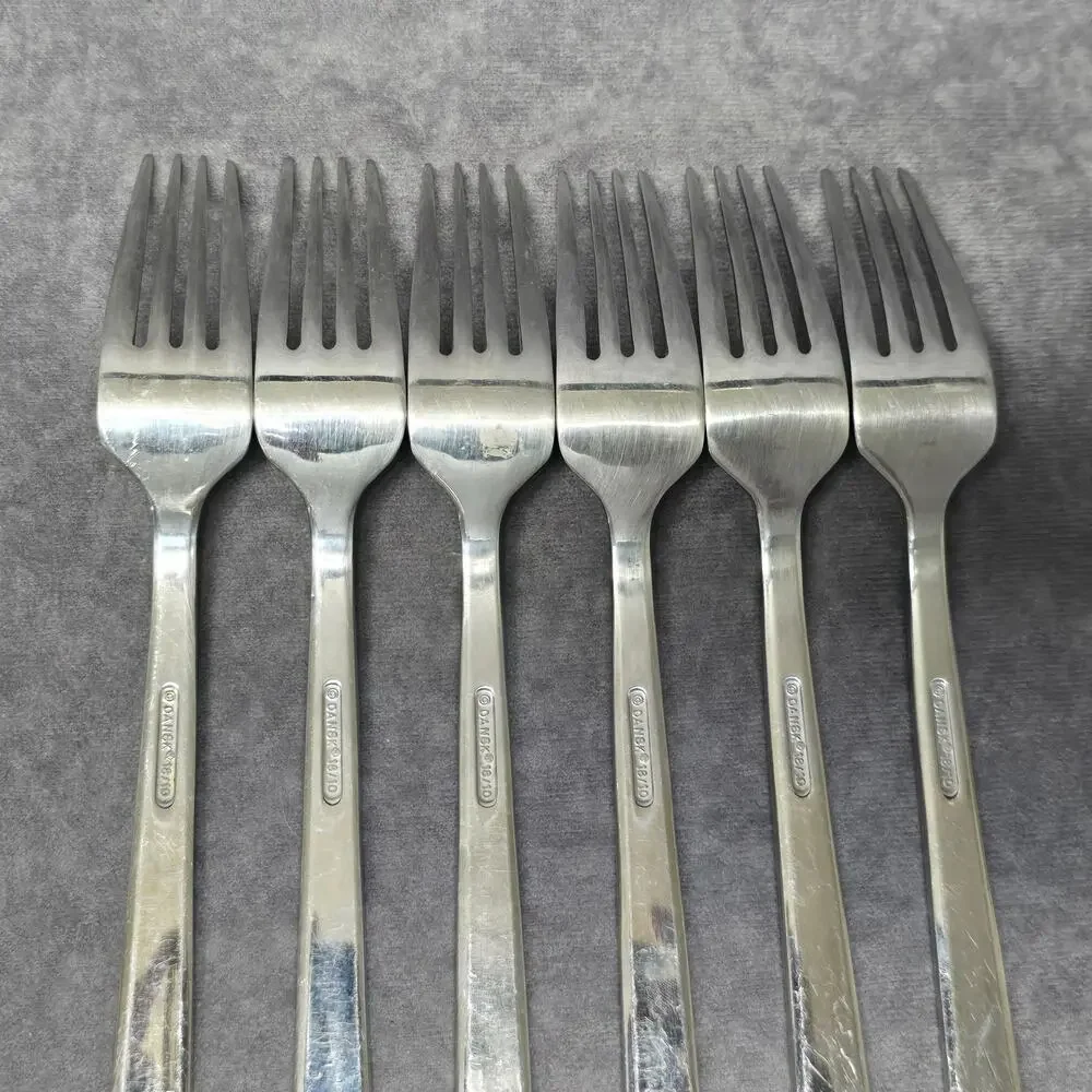 Dansk 18/10 Meridian Stainless Dinner Forks Glossy Flat Tip Flatware Silverware